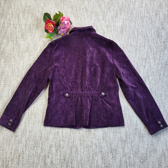 Christopher & Banks Purple Seamed Corduroy Button Front Jacket - Picture 5 of 10